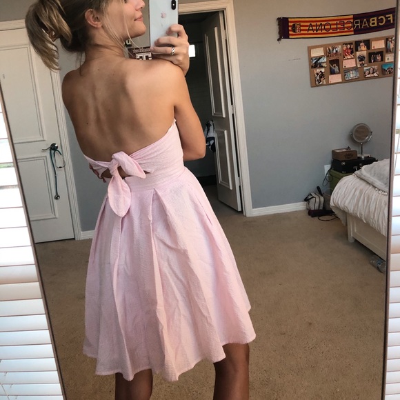 NWT Lauren James Light Pink Corbin Stripe Dress - Picture 2 of 7